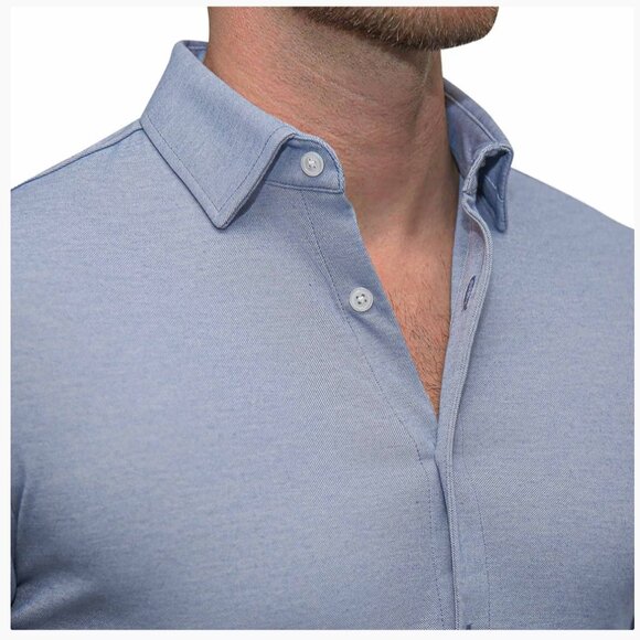 State & Liberty THE DYLAN SKY BLUE PIQUE BUTTON DOWN SHIRT Long Sleeve Dress Men - Picture 5 of 14